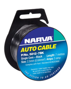 NARVA 5812-7BK 5A 2.5MM BLACK SINGLE CORE CABLE 7M