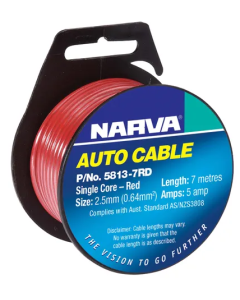 NARVA 5813-7RD 10A 3MM RED SINGLE CORE CABLE 7M