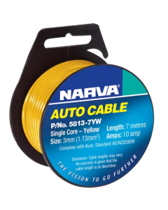 NARVA 5813-7YW 10A 3MM YELLOW SINGLE CORE CABLE 7M