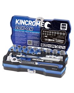 KINCROME K27010 LOK-ON SOCKET SET 19 PIECE 3/8'' DRIVE - METRIC