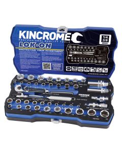 KINCROME K27031 LOK-ON SOCKET SET 44 PIECE 1/4'' & 3/8'' DRIVE - MET & IMP