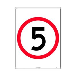 600x400mm Metal Safety Sign – 5 km Speed Restriction Roundel
