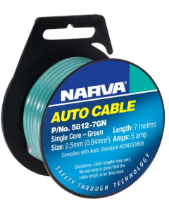 NARVA 5812-7GN 5A 2.5MM GREEN SINGLE CORE CABLE 7M