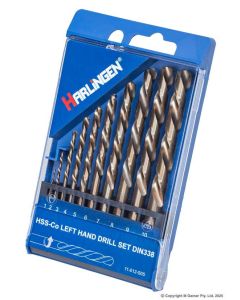 HARLINGEN H-11-012-S05 HSS COBALT LEFT HAND DRILL SET DIN338 10PCE
