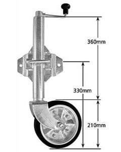 JOCKEY WHEEL MED 8 ZINC CTR WHEEL SWIVEL BRACKET = R2124A
