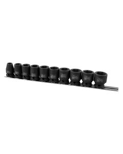 KINCROME K2091 IMPACT SOCKET RAIL 10 PIECE 3/8'' DRIVE - METRIC