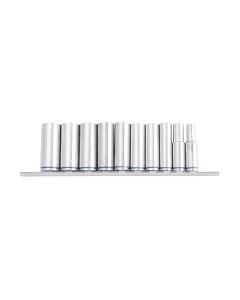 KINCROME K2178 DEEP SOCKET RAIL 10 PIECE 3/8'' DRIVE MIRROR POLISH - METRIC