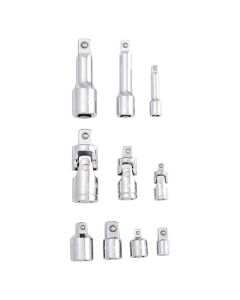 KINCROME K2969 SOCKET ACCESSORY SET 1/4'', 3/8'' & 1/2'' DRIVE 10 PIECE