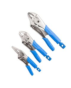 KINCROME K40079 SOFT GRIP LONG NOSE & CURVED JAW LOCKING PLIER SET 3PCE