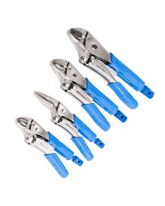 KINCROME K40081 SOFT GRIP LONG NOSE & CURVED JAW LOCKING PLIER SET 4PCE
