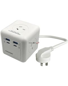 ULTRACHARGE UR100C3 POWER CUBE 3 SOCKET 4 USB - WHITE