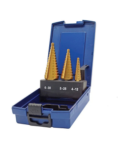 HOLEMAKER SDSTSET-1 STRAIGHT FLUTE STEP DRILL SET, 3 PIECE