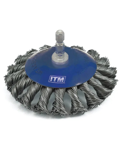 ITM TM7002-075 TWIST KNOT BEVEL BRUSH STEEL 75MM 1/4" HEX SHANK