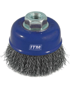 ITM TM7010-075 CRIMP WIRE CUP BRUSH STEEL 75MM, MULTI THREAD