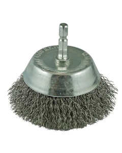 ITM TM7021-065 CRIMP WIRE SPINDLE MOUNTED CUP BRUSH 65MM, 1/4" HEX SHANK