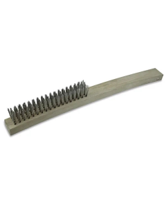 ITM TM7050-007 HAND BRUSH TIMBER HANDLE, LONG 353MM, 3 ROW STEEL WITH SCRAPER