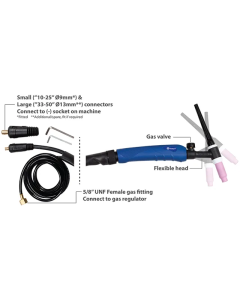 WELDCLASS WC-00992 TIG TORCH 17FV W/VALVE 4M 1025/3550MC